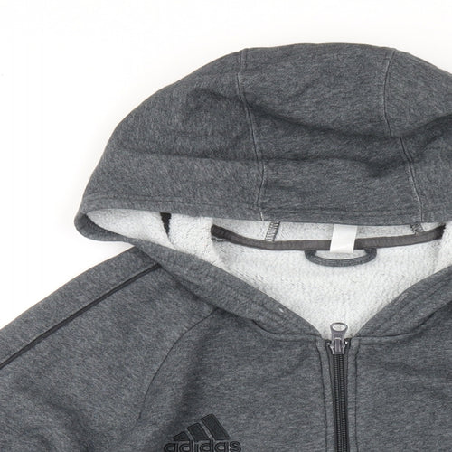 adidas Mens Grey Cotton Full Zip Hoodie Size M