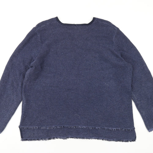 Olsen Womens Blue V-Neck Cotton Pullover Jumper Size 18