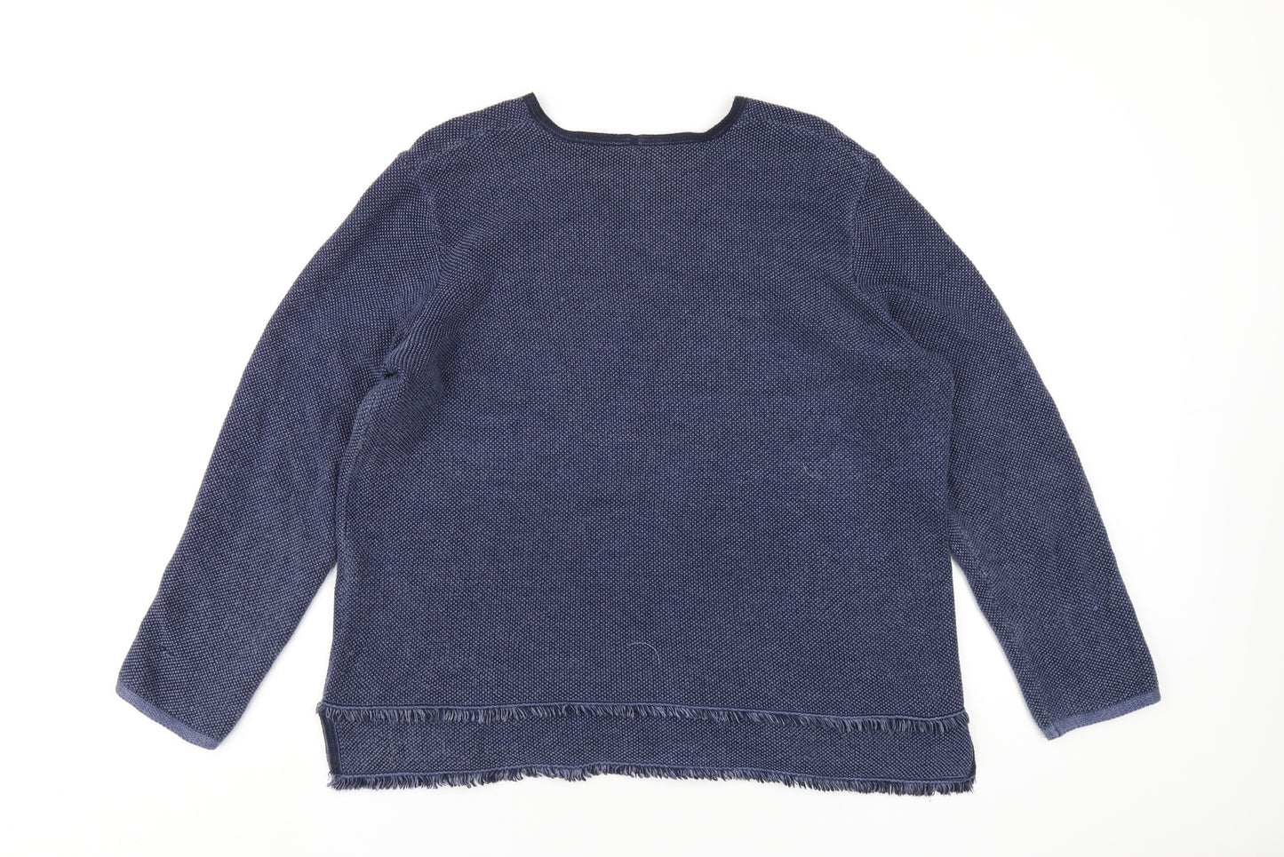 Olsen Womens Blue V-Neck Cotton Pullover Jumper Size 18