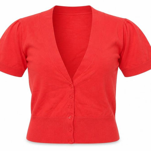 Monsoon Womens Red V-Neck Cotton Cardigan Jumper Size 12