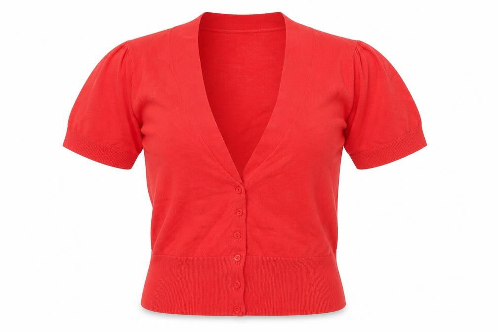 Monsoon Womens Red V-Neck Cotton Cardigan Jumper Size 12