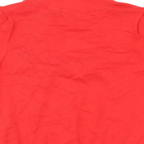 Monsoon Womens Red V-Neck Cotton Cardigan Jumper Size 12