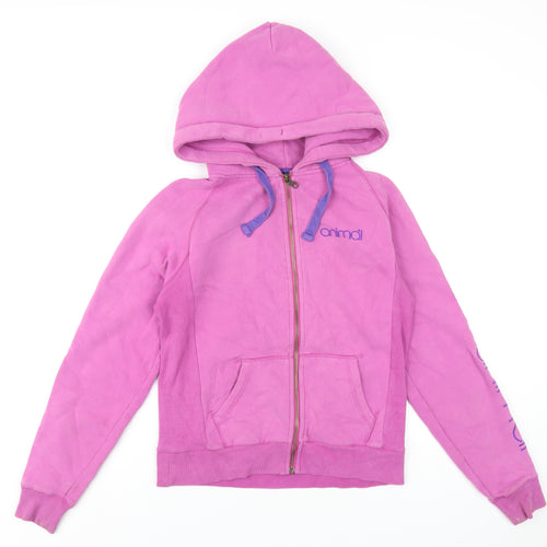 Animal Womens Pink Cotton Full Zip Hoodie Size 10 Zip