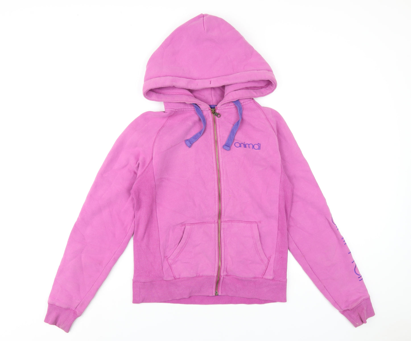 Animal Womens Pink Cotton Full Zip Hoodie Size 10 Zip