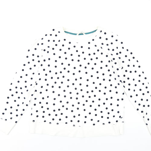 Boden Womens White Polka Dot Cotton Pullover Sweatshirt Size M Pullover