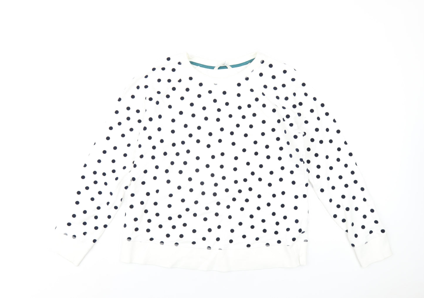 Boden Womens White Polka Dot Cotton Pullover Sweatshirt Size M Pullover