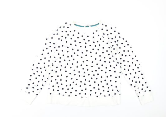 Boden Womens White Polka Dot Cotton Pullover Sweatshirt Size M Pullover