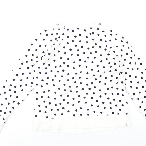 Boden Womens White Polka Dot Cotton Pullover Sweatshirt Size M Pullover