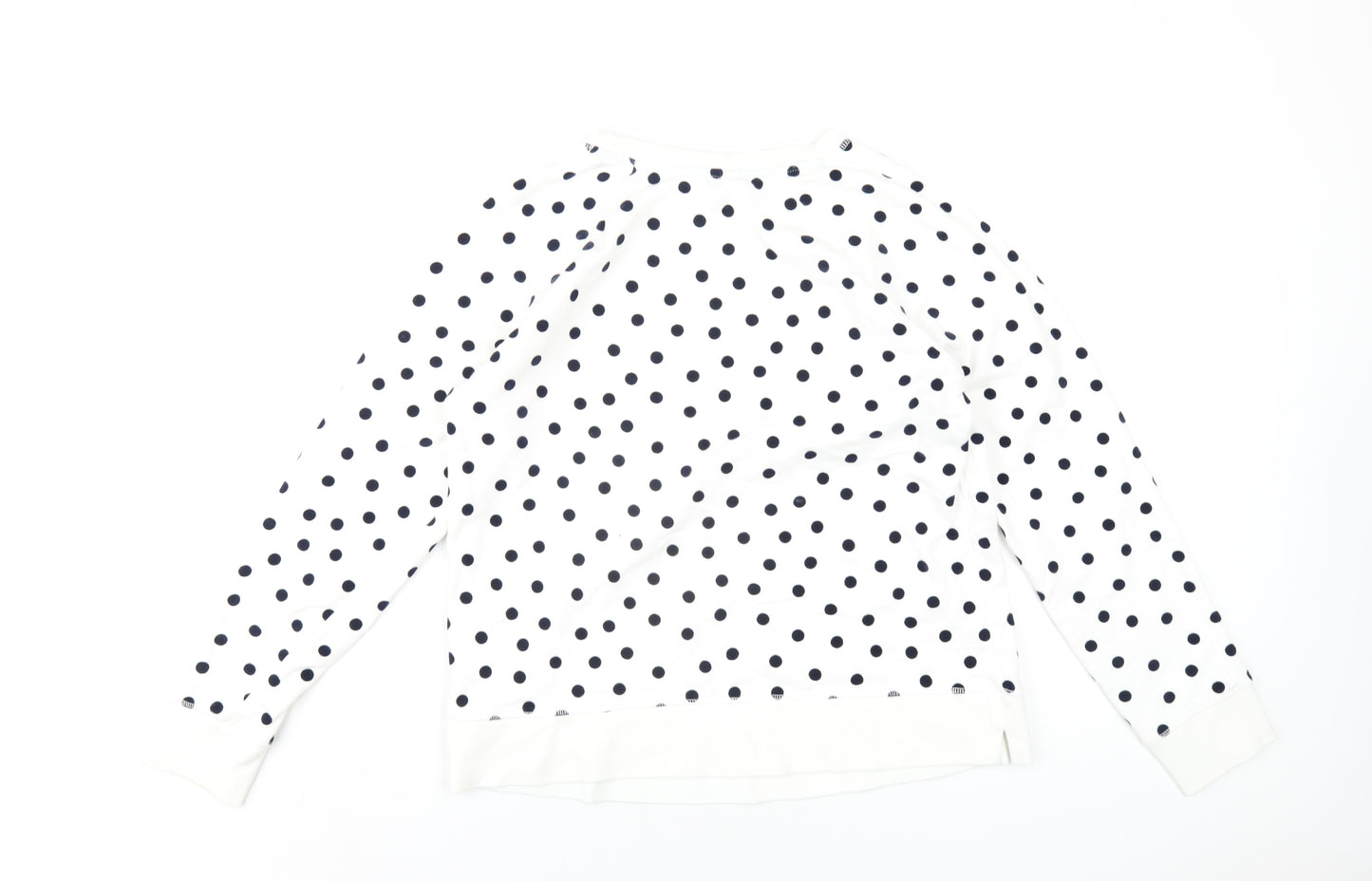 Boden Womens White Polka Dot Cotton Pullover Sweatshirt Size M Pullover