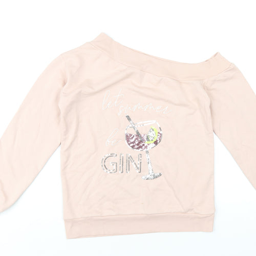 Lipsy Womens Pink Cotton Pullover Sweatshirt Size S Pullover