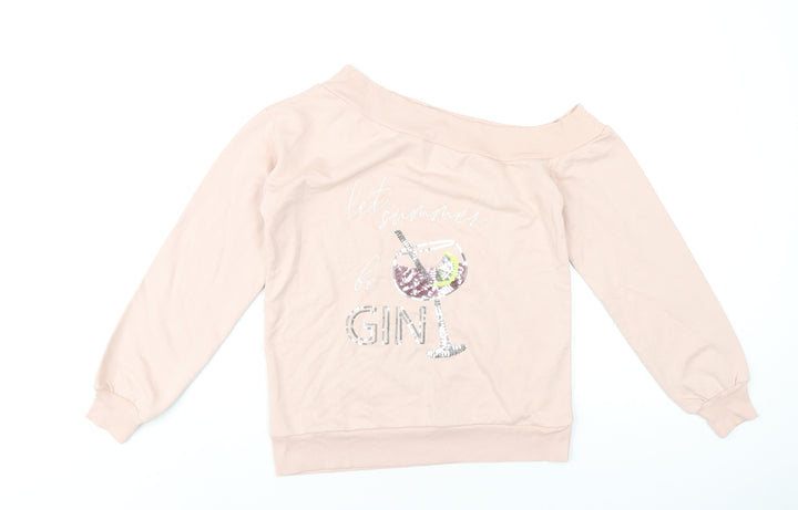 Lipsy Womens Pink Cotton Pullover Sweatshirt Size S Pullover