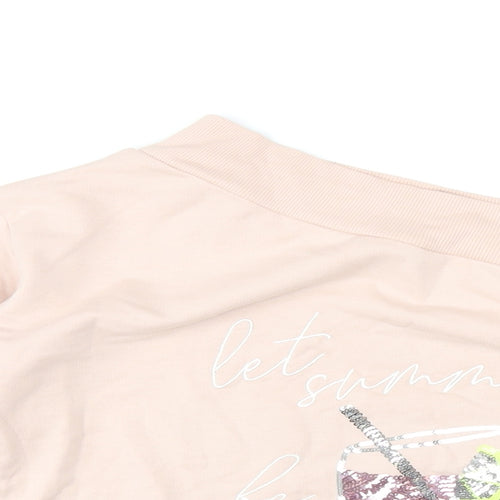 Lipsy Womens Pink Cotton Pullover Sweatshirt Size S Pullover