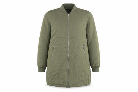 Front view of New Look women’s green jacket, size UK 12, zip