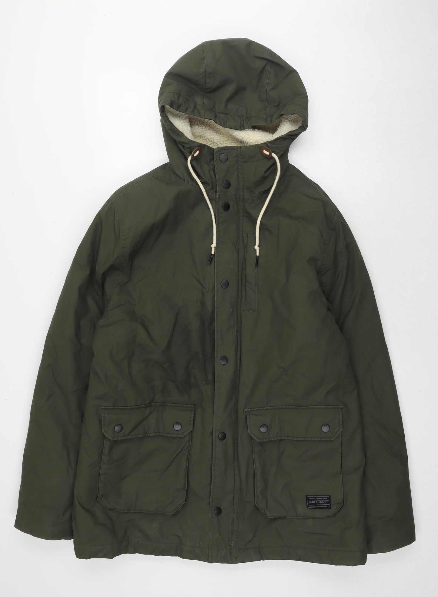 Divided by H&M Mens Green Parka Coat Size L Zip