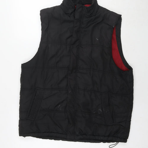 Avenue Mens Black Gilet Waistcoat Size L Zip