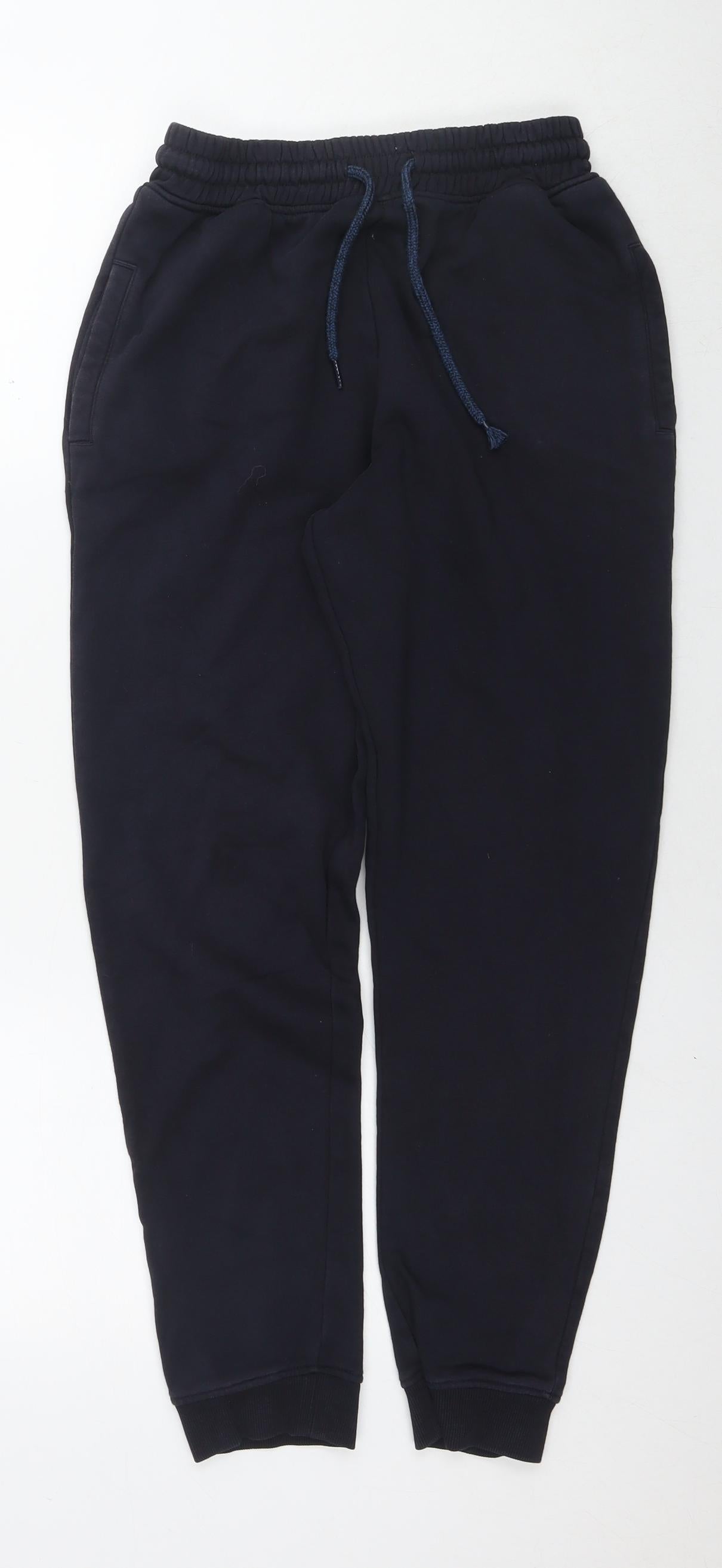 NEXT Boys Blue Cotton Jogger Trousers Size 14 Years L27 in Regular Drawstring