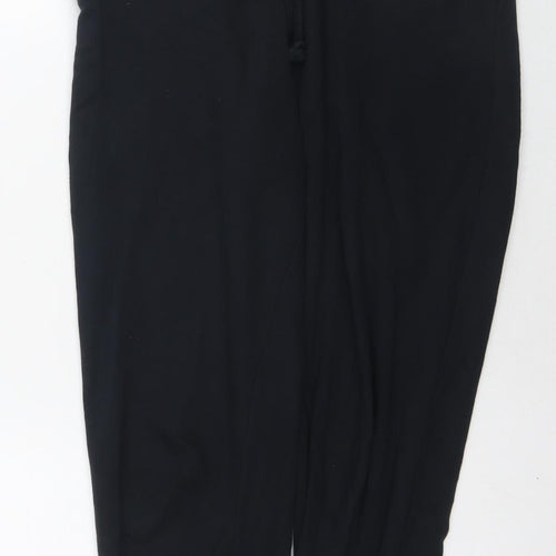 Marks and Spencer Womens Black Cotton Jegging Trousers Size 10 L25 in Regular Drawstring - Short