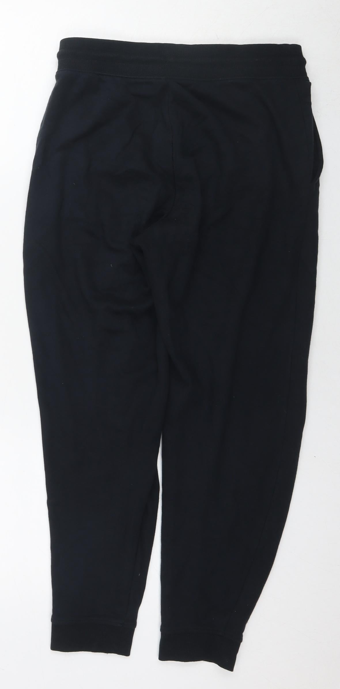 Marks and Spencer Womens Black Cotton Jegging Trousers Size 10 L25 in Regular Drawstring - Short