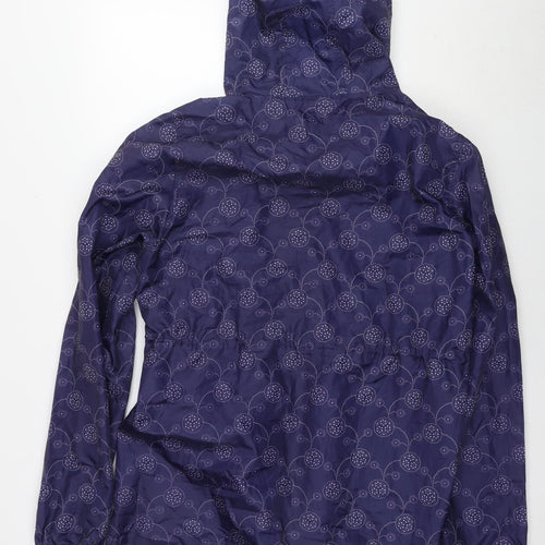 Pebble Bay Womens Blue Geometric Rain Coat Jacket Size L Zip