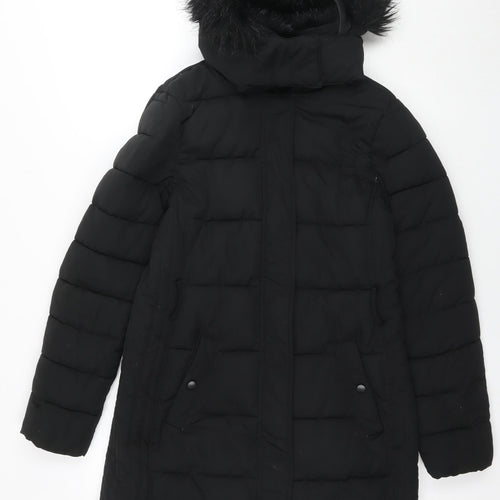 Warehouse Womens Black Parka Jacket Size 10 Zip