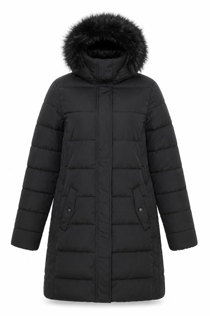Warehouse Womens Black Parka Jacket Size 10 Zip