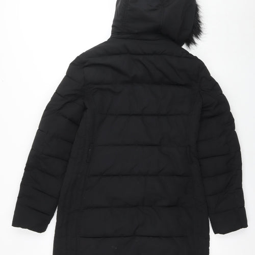 Warehouse Womens Black Parka Jacket Size 10 Zip