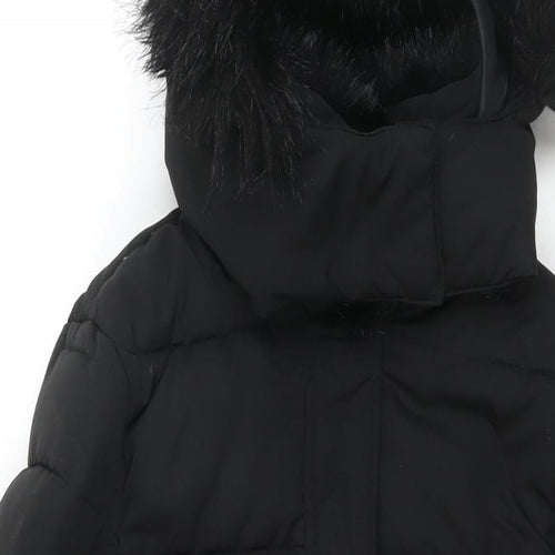 Warehouse Womens Black Parka Jacket Size 10 Zip
