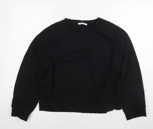 Zara Womens Black Cotton Pullover Sweatshirt Size M Pullover