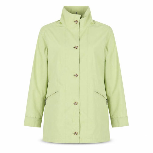 Front view of Astraka women’s green parka jacket, size M, zip