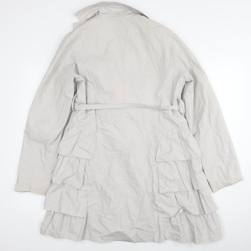 Tsega Womens Grey Trench Coat Jacket Size 12 Button