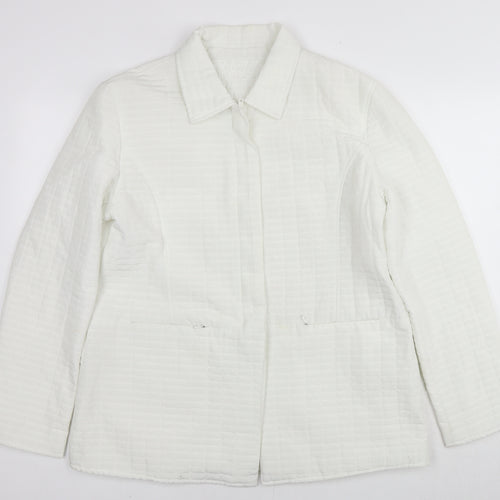 Yazz Womens White Quilted Jacket Size 14 Zip