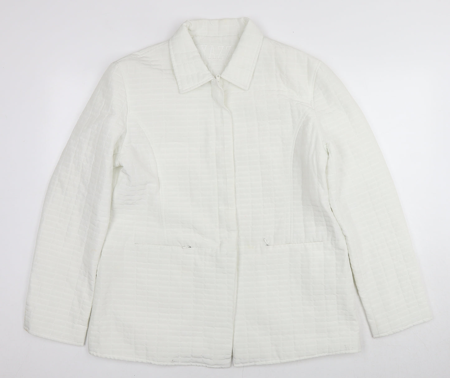 Yazz Womens White Quilted Jacket Size 14 Zip