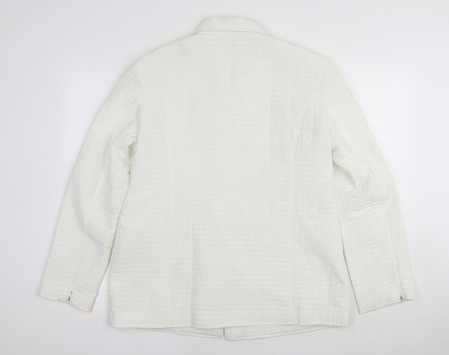 Yazz Womens White Quilted Jacket Size 14 Zip