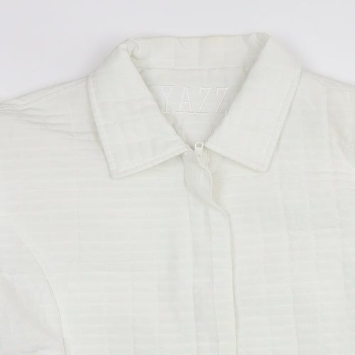 Yazz Womens White Quilted Jacket Size 14 Zip