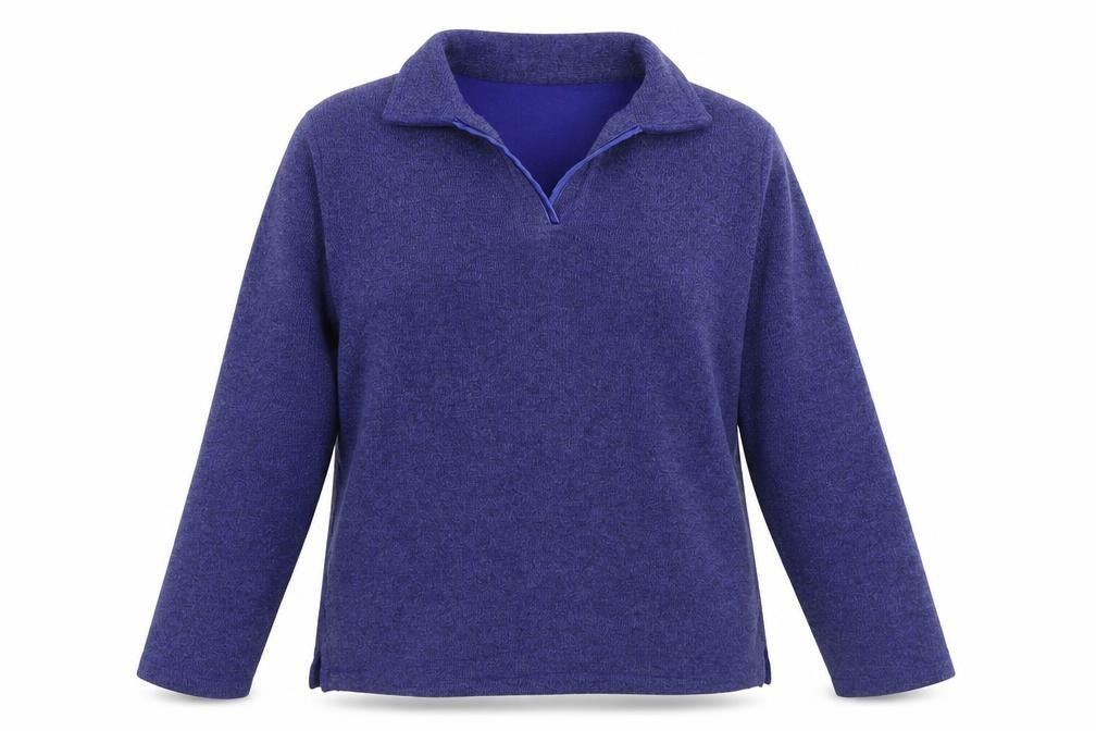 Front view of Bonmarché women’s purple polyester pullover sweatshirt, size S, pullover
