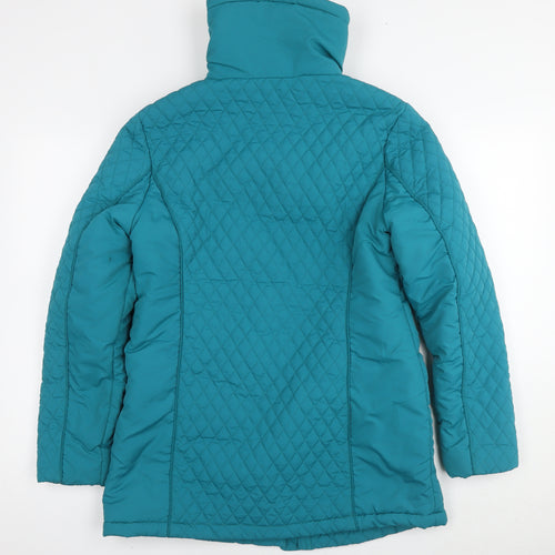 First Avenue Womens Blue Quilted Coat Size S Zip