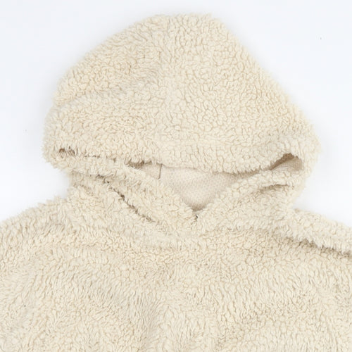 PRETTYLITTLETHING Womens Beige Polyester Pullover Hoodie Size S Pullover - Teddy Fleece Cropped