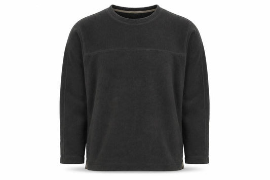 Front view of Easy men’s grey polyester pullover sweatshirt, size XL