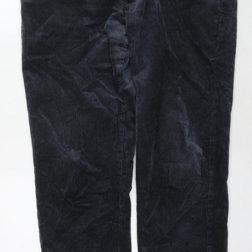 Marks and Spencer Mens Blue Cotton Trousers Size 38 in L31 in Regular Zip