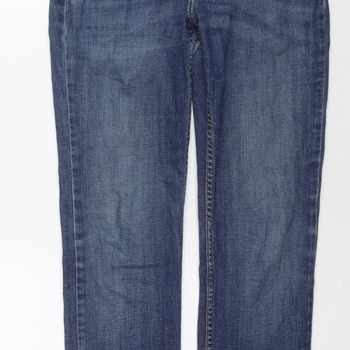 Marks and Spencer Womens Blue Cotton Skinny Jeans Size 10 L27 in Regular Zip