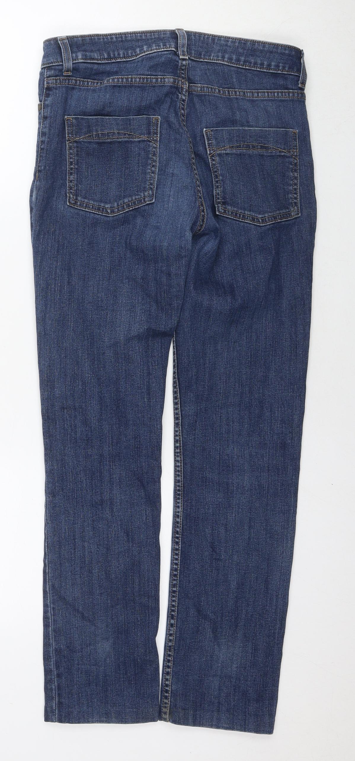 Marks and Spencer Womens Blue Cotton Skinny Jeans Size 10 L27 in Regular Zip