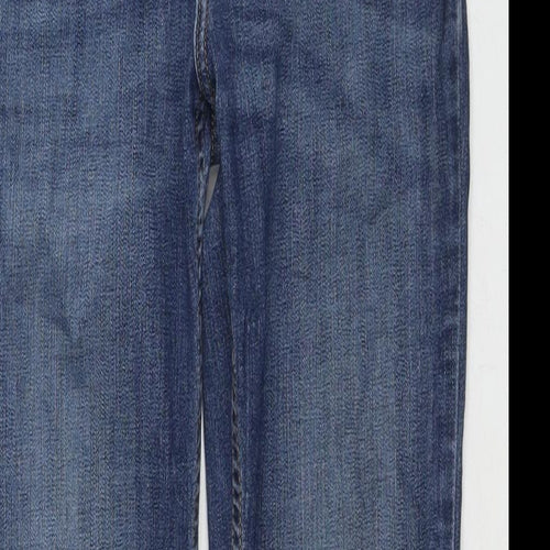 Marks and Spencer Womens Blue Cotton Skinny Jeans Size 10 L27 in Regular Zip