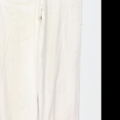 NEXT Girls White Colourblock Cotton Skinny Jeans Size 10 Years L25 in Regular Zip