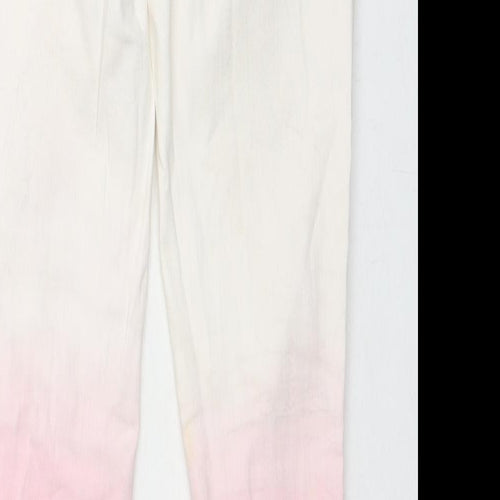 NEXT Girls White Colourblock Cotton Skinny Jeans Size 10 Years L25 in Regular Zip