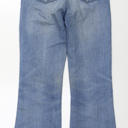 M&Co Womens Blue Cotton Bootcut Jeans Size 10 L30 in Regular Zip