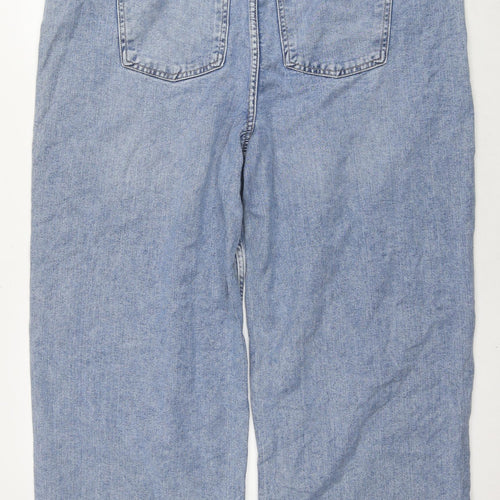 Marks and Spencer Womens Blue Cotton Wide-Leg Jeans Size 20 L30 in Regular Zip