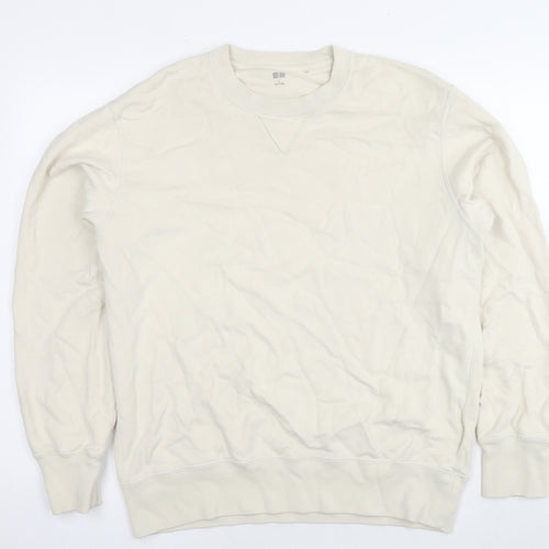 Uniqlo Mens White Cotton Pullover Sweatshirt Size L