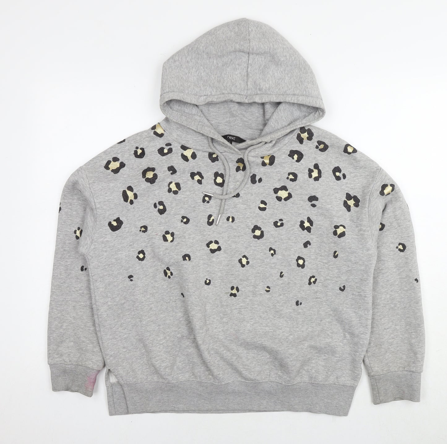 NEXT Womens Silver Cotton Pullover Hoodie Size S Pullover - Leopard detail