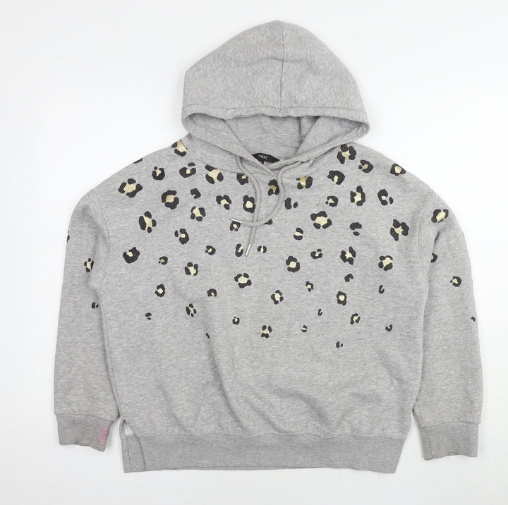 NEXT Womens Silver Cotton Pullover Hoodie Size S Pullover - Leopard detail
