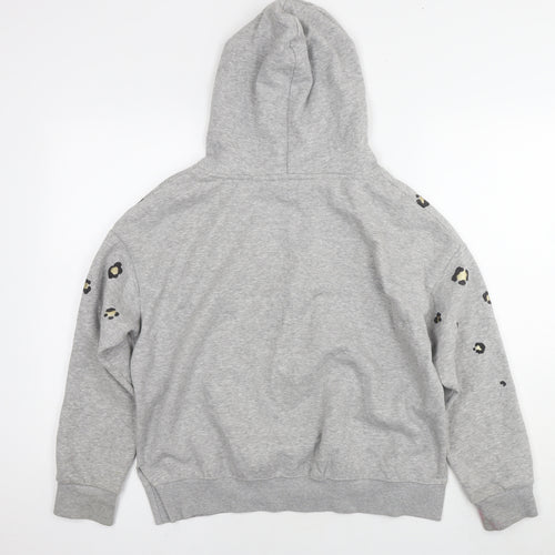 NEXT Womens Silver Cotton Pullover Hoodie Size S Pullover - Leopard detail